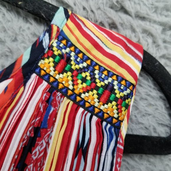 Melissa Paige Shirt Womens Large Multicolor Sleeveless Crinkle Flare Tank Top - Picture 6 of 11